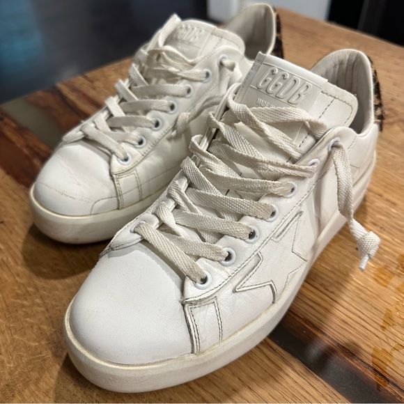 Golden Goose Pure Star Sneakers with Leopard Print Heel Tab Size 37 - Picture 8 of 10